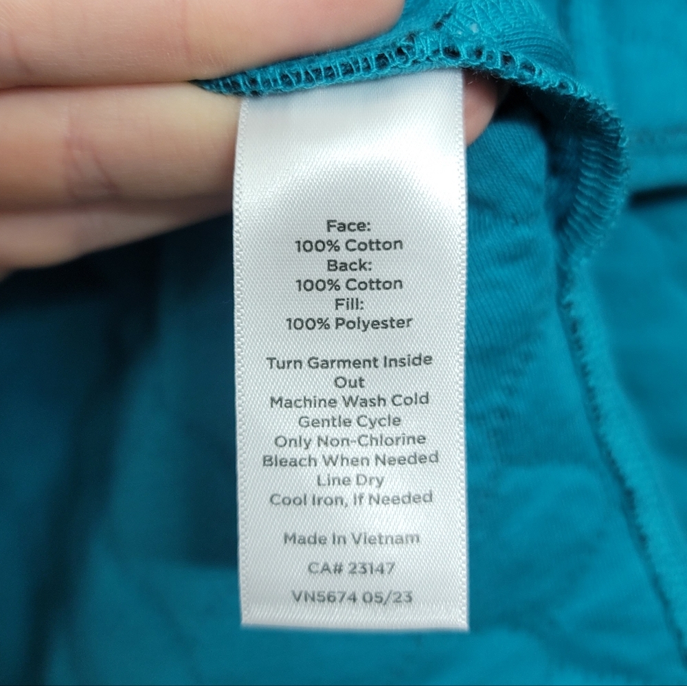 NWT T by Talbots Asymmetrical Zip Quilted Pullover Turquoise/Teal - Picture 9 of 11